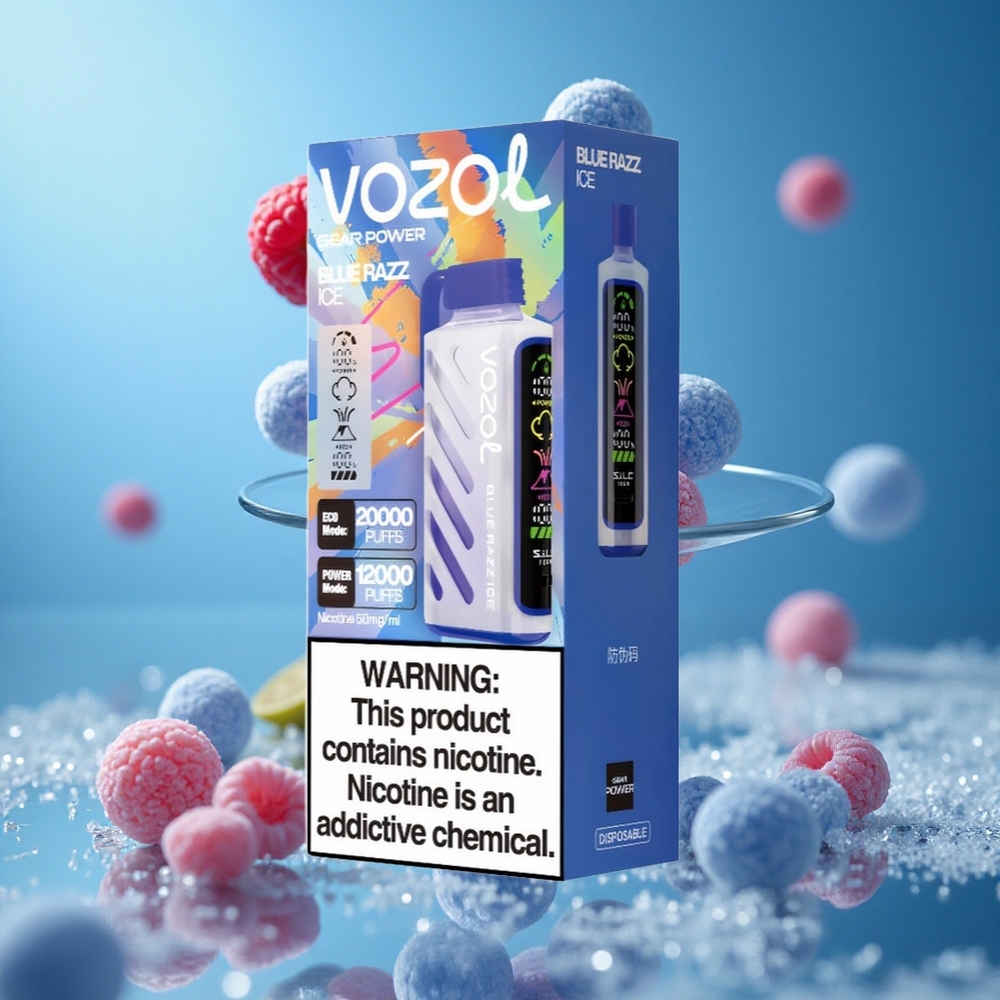 VOZOL Gear Power 20000 Puffs Дуал Месх Цоил Blue Razz Ice Plava Malina Led Serbia vape