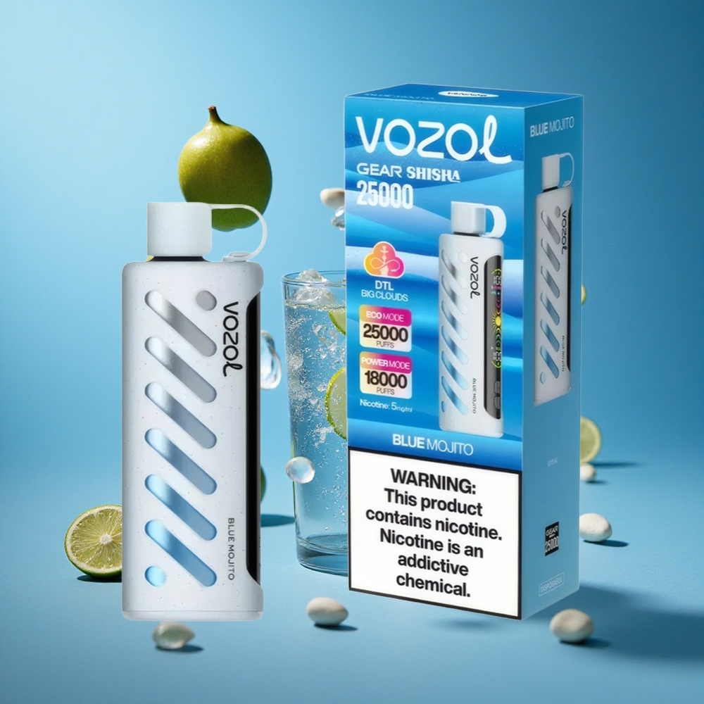 VOZOL Gear Shisha 25000 Puffs Plavi Mojito Једнократни Вапе Дуал Месх Цоил Дуал Модес Serbia vape