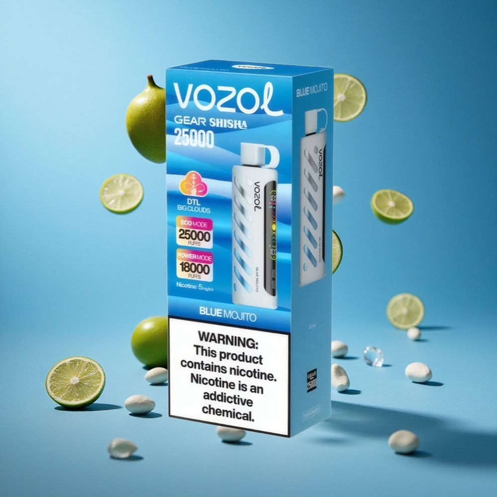 VOZOL Gear Shisha 25000 Puffs Plavi Mojito Једнократни Вапе Дуал Месх Цоил Дуал Модес Serbia vape