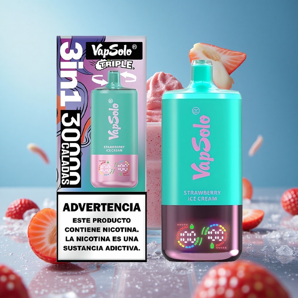 VapSolo Triple 30000 Puffs 40ml Jagoda Sladoled Serbia vape