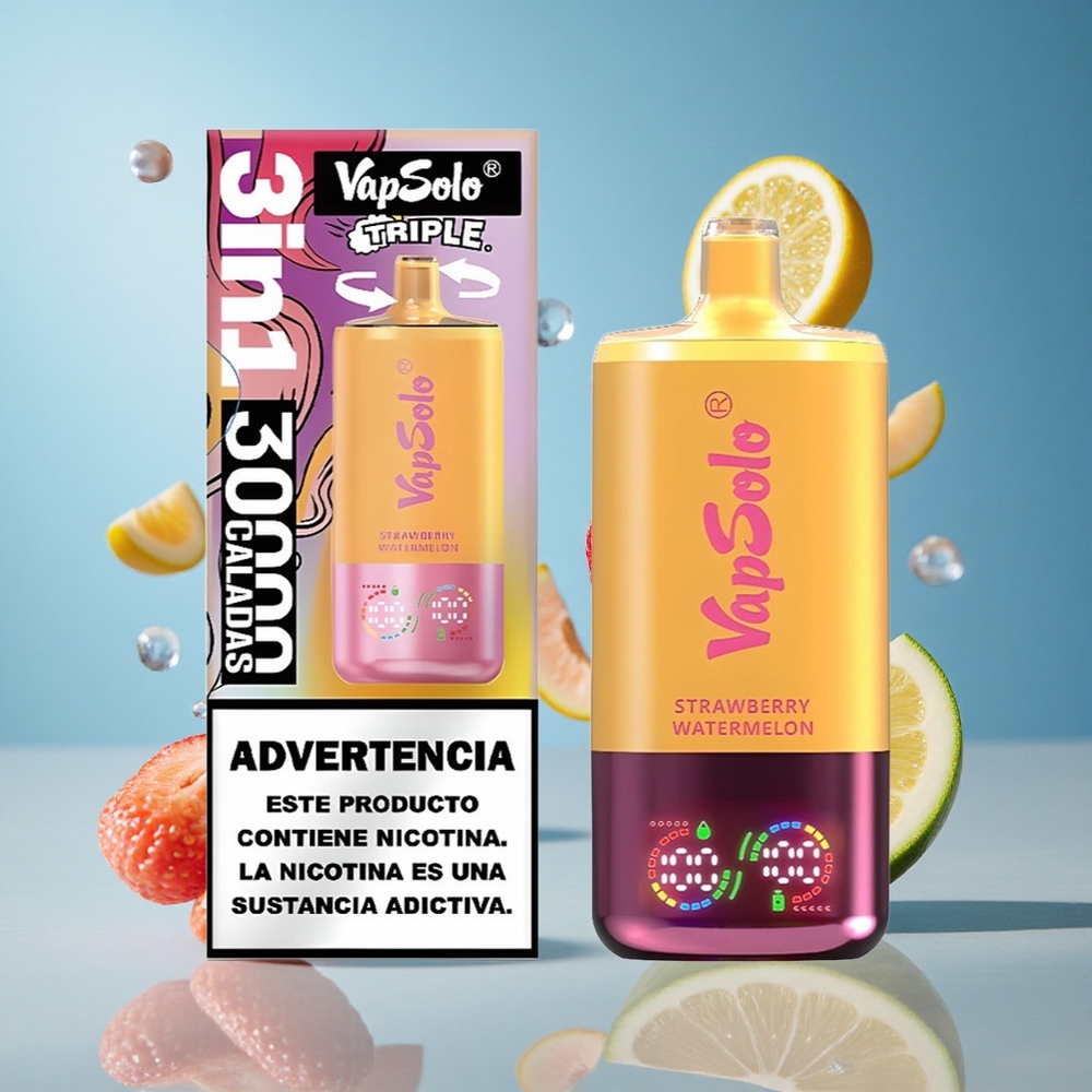 VapSolo Triple 30000 Puffs Vaping uređaj Jagoda Lubenica  Breskva Limun 40ml е-течности Serbia vape
