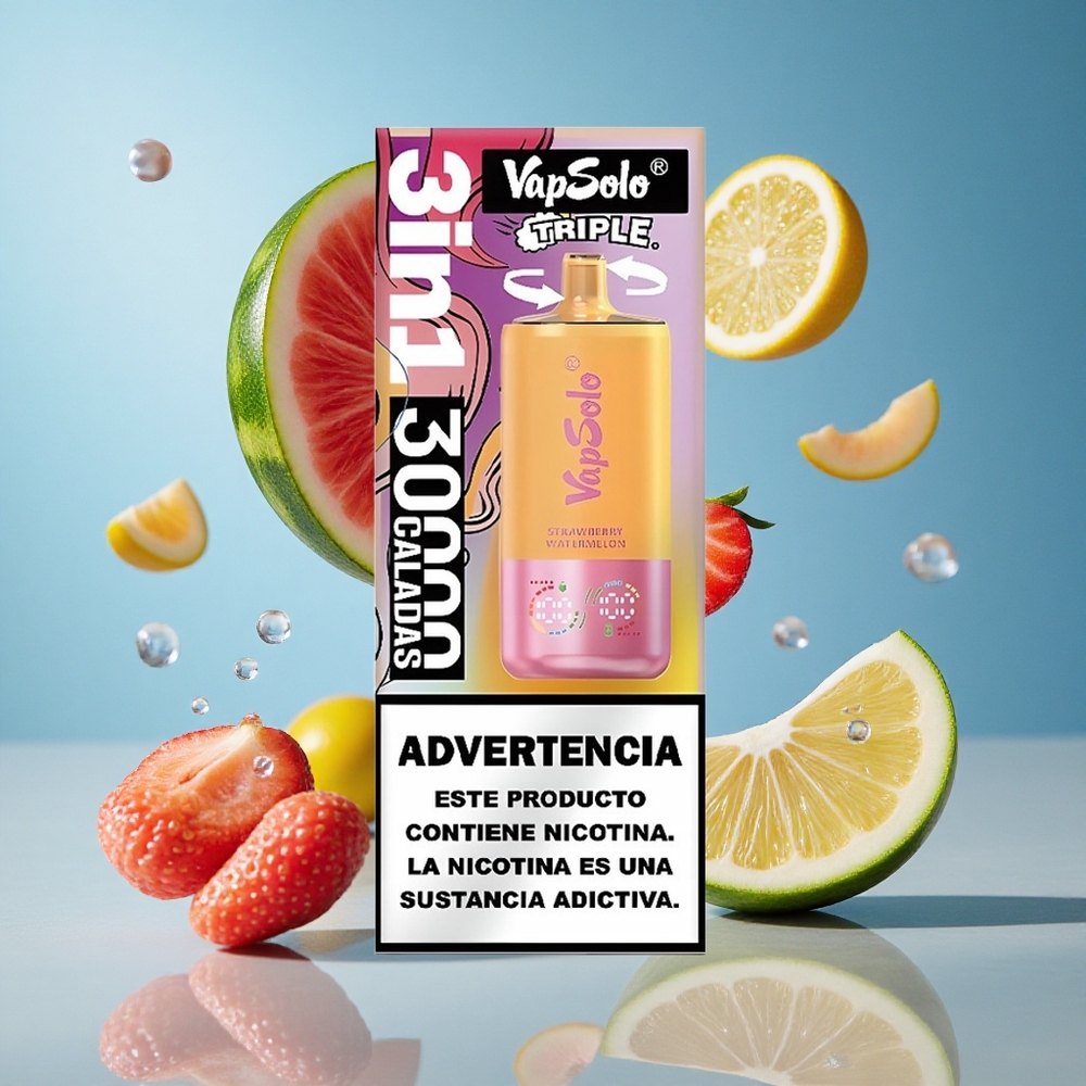 VapSolo Triple 30000 Puffs Vaping uređaj Jagoda Lubenica  Breskva Limun 40ml е-течности Serbia vape