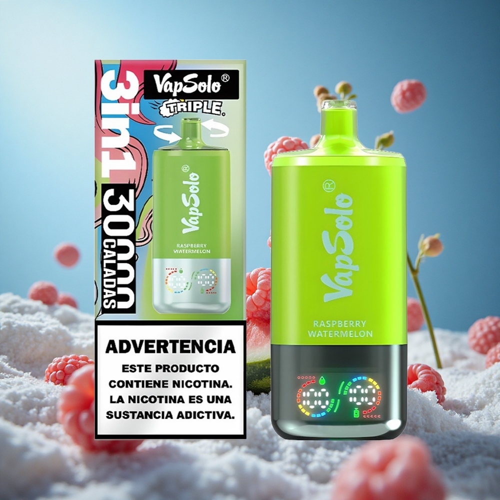 VapSolo Triple 30000 Puffs Једнократни Вапе Malina Lubenica 40ml Serbia vape