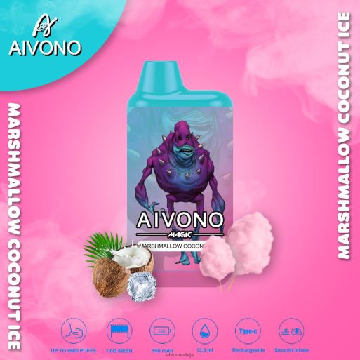 марсхмаллов кокосов лед Aivono AIM MAGIC 5800 моутх бок цигарета TRJBJ95 | Aivono Vape Review